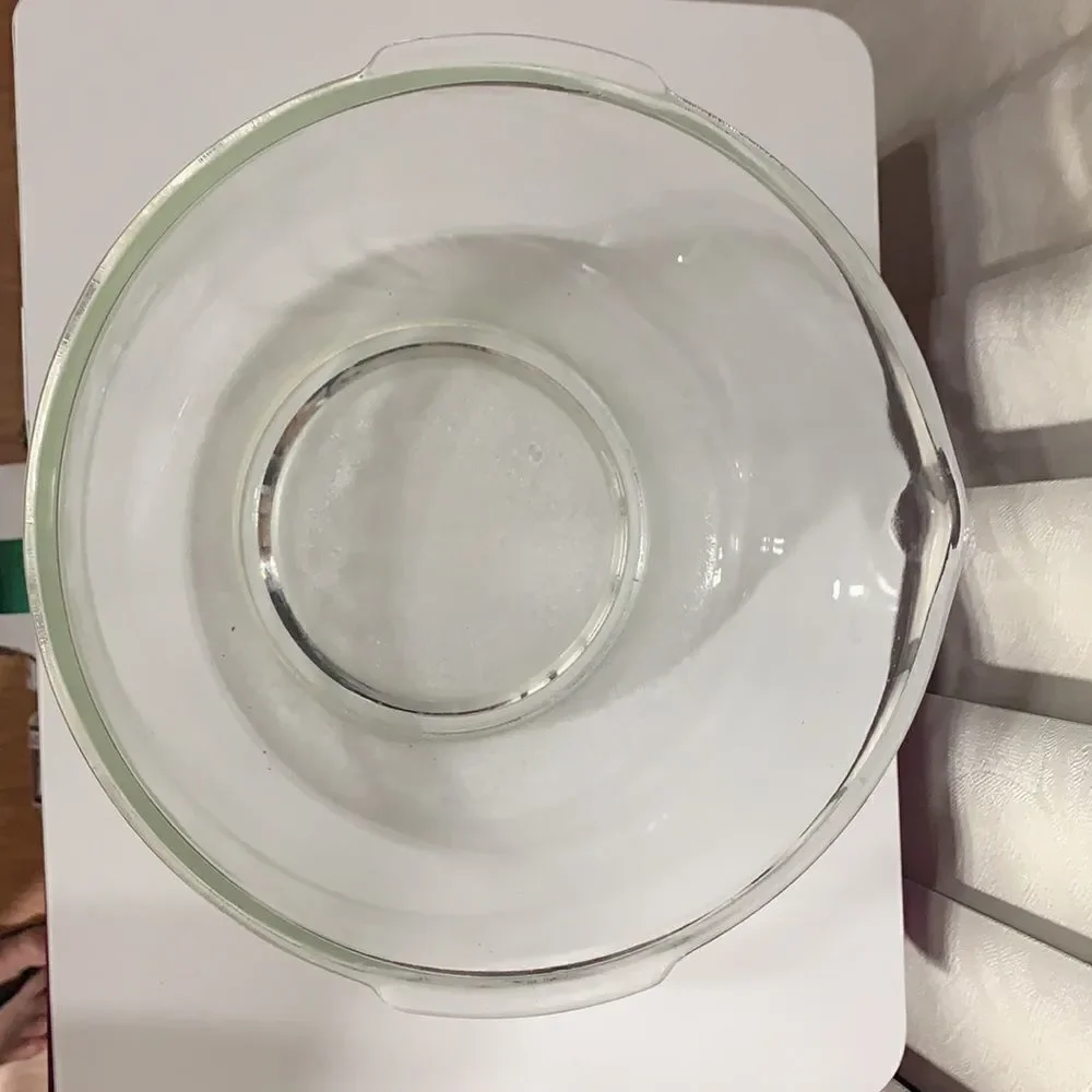 Bowl 1 Gallon Heavy Durable Vintage Clear Glass 2 Handle Pour Spout Mixing Bowl